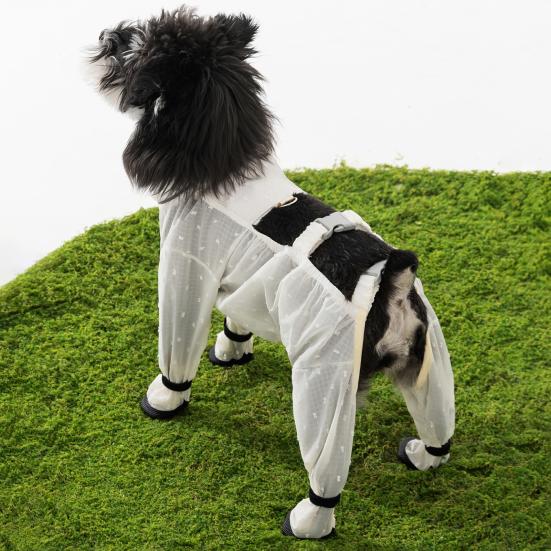 Pet Anti Dust Pants Waterproof Anti-Slip Dog Paw Protector Shoes Rain Boots with Adjustable Suspender Dirty-Proof Belly for Outdoor Hiking Walking