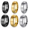 Matte Bevel Stainless Steel Couple Ring - 8/6mm Wide, 18K Gold Plated
