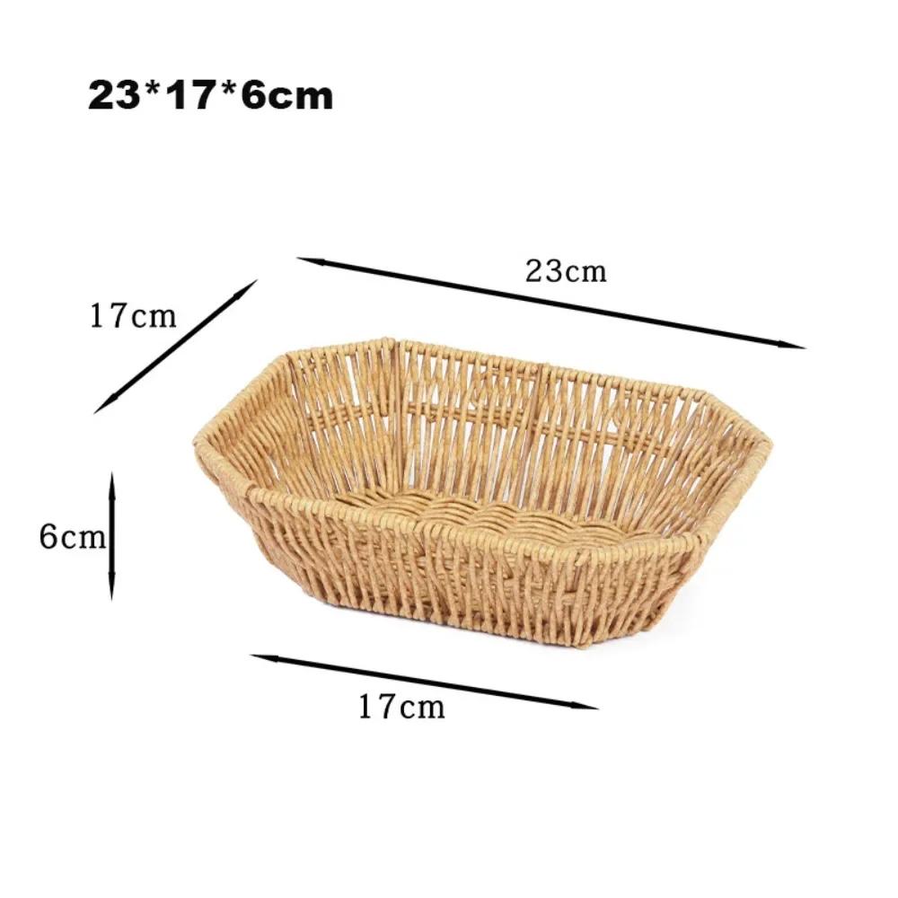 Multistyles Imitation Rattan Fruit Plate Retro Woven Multipurpose Storage Rattan Woven Tea Tray Picnic Snacks Sundry Baskets