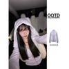 b blue slim-fit hooded sweater jacket women's autumn and winter velvet shoulder waist yoga clothes short tight top