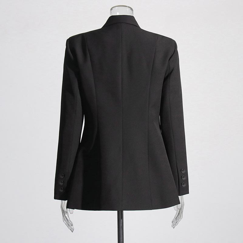 2025 Spring Trend: Women's High-End Coat with Cross Tie Suit Collar and Unique Placket Design