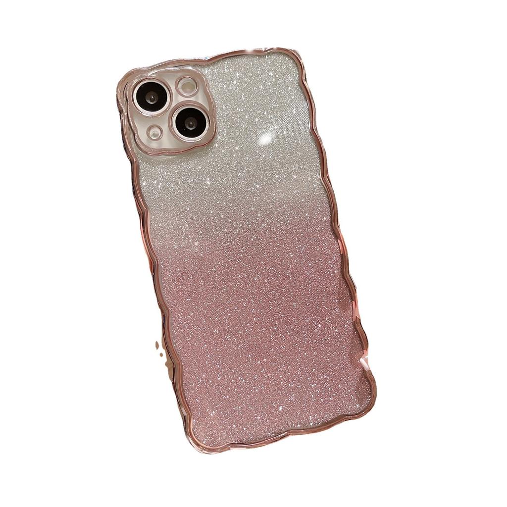 Suitable for Apple 15pro Wavy Phone Case, IPhone14 Electroplated TPU Gradient Glitter 13 Anti-drop Protective Case