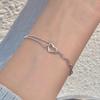 Korean-Style Hollow Silver Heart Bracelet: Double Layer, Simple and Fashionable