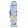 1PC Retro Folk Art Character Parade Print 750ml Color Plastic Sports Water Bottle Leakproof Flip Straw Lid Suitable for Sports Office Home Use