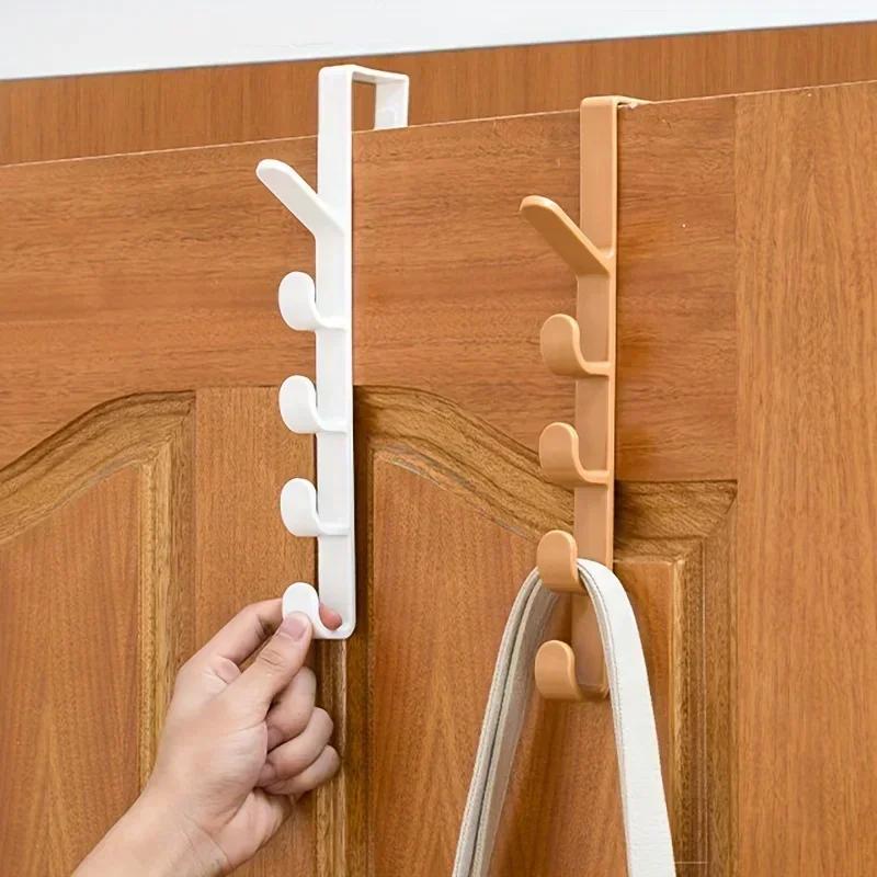 1pc Long Row Of Hooks Behind The Door, Bag Rack Ins Dormitory Storage Hanger, Wall-mounted Storage Rack, Hat Organizer
