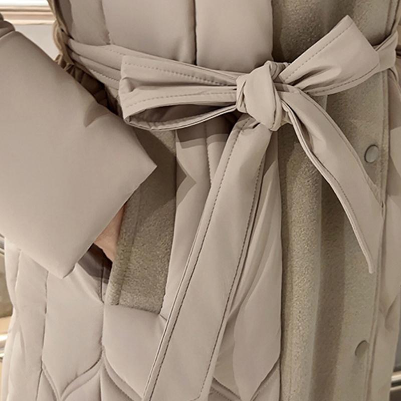 Plus Size L-7XL Fashion Winter Jackets Woman Long Parkas Hooded Big Faux Fur Collar Loose Thick Warm Overcoat Casual Women's Coats With Belt