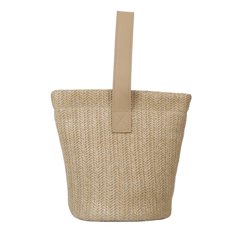 

Summer small bag women 2025 new girl straw bucket bag vacation beach bag woven portable bento bag хаки