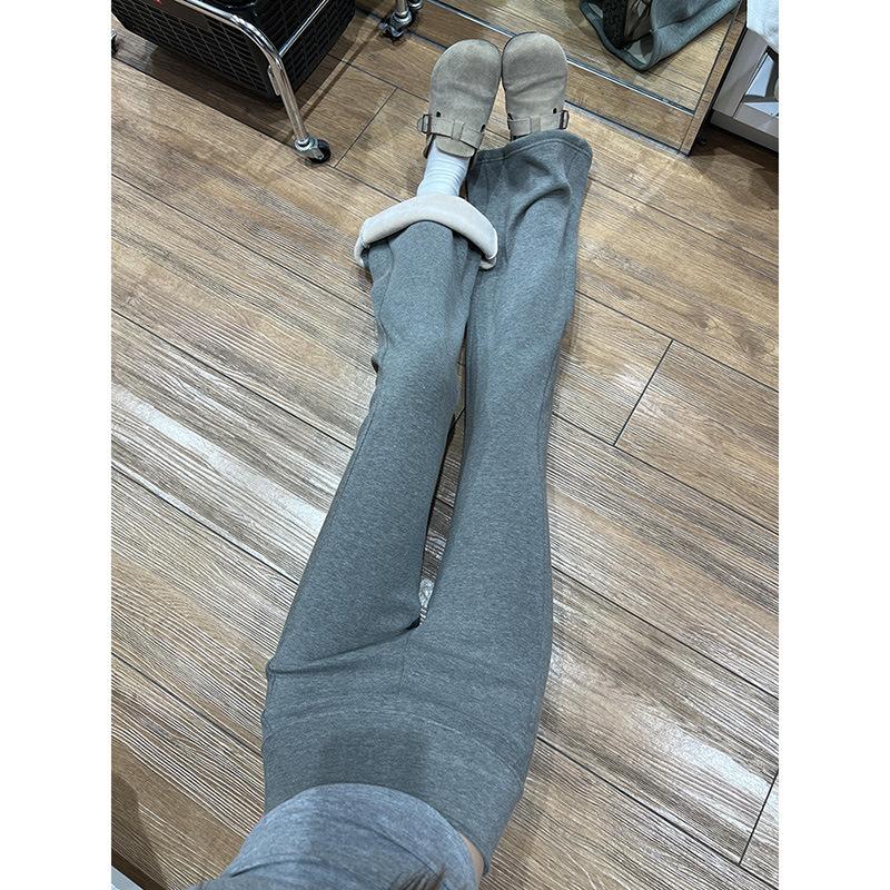Lulu Bootcut-Hose, Damen Herbst und Winter Fleece, tief sitzende Drapierung, Leggings, kleine Personen, Sport Yoga, ausgestellte Jogginghose