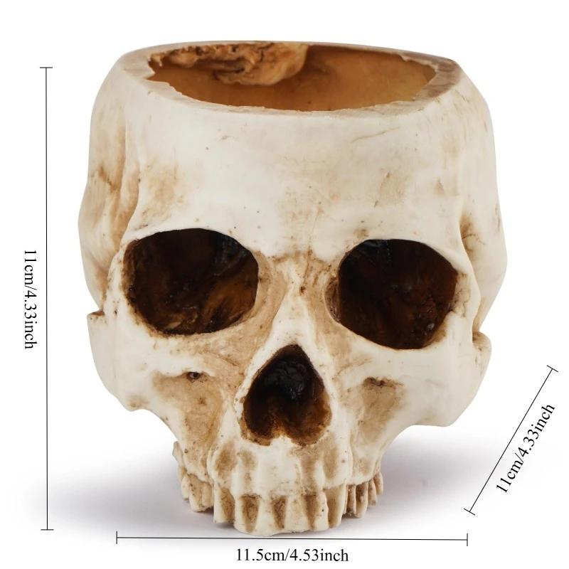 1pc,Resin Skull Planter Flower Succulents Pot Cactus Planter Pots Holder Halloween For Home Office (Plants Not Include)
