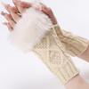 1pair Women's Coffee Colored Short Knitted Gloves with Exposed Fingertips, Winter Warm and Stylish