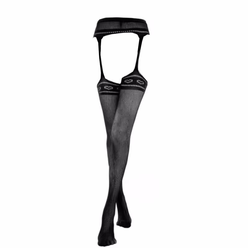 SIMPLEJWEL Sexy Open Crotch Mesh Tights Women Crotchless Pantyhose Hollow Out Black Silk Fishnet Stockings High Waist Panty