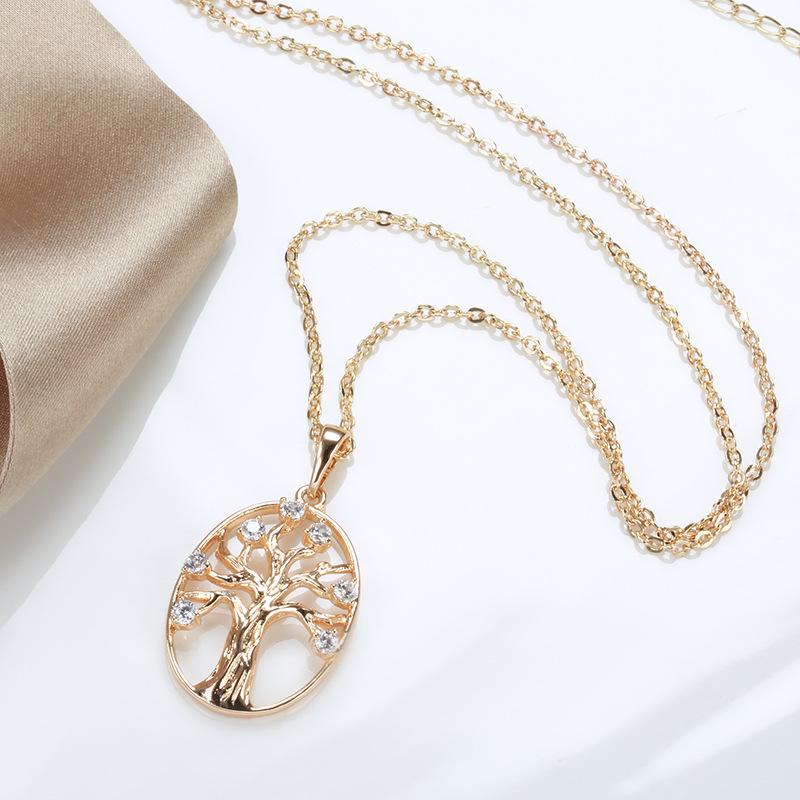 Ornaments, Hollow-Out Christmas Tree Necklace Women'S Exaggerated Creative Accessories 585 Rose Gold Pendant Collarbone Chain