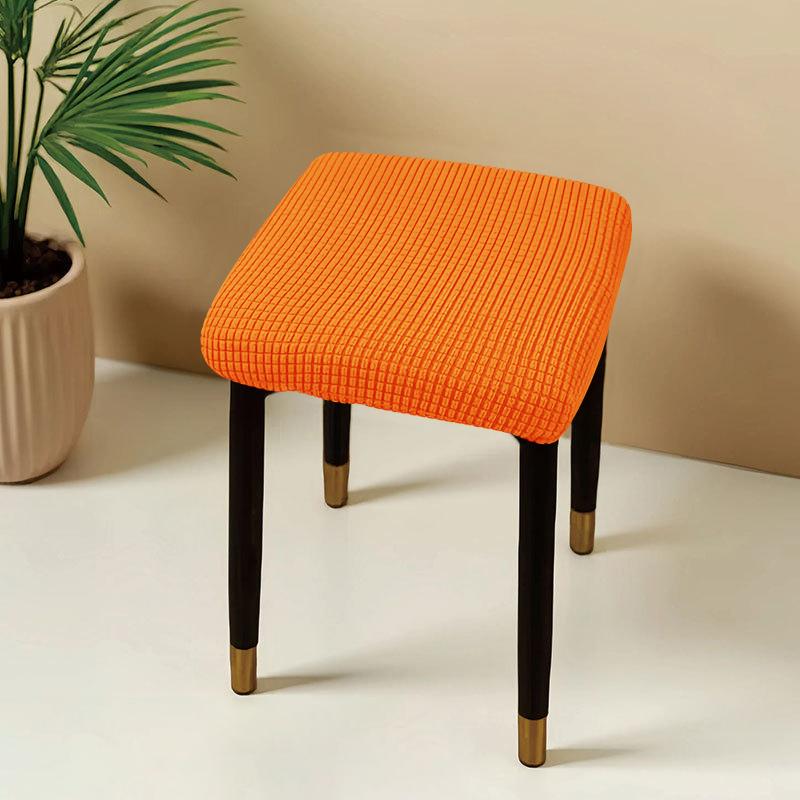 Jacquard Square Stool Covers Elastic Dust-proof and Anti-slip Stretch Chair Cover Solid Color Geometric Pattern Seat Cover