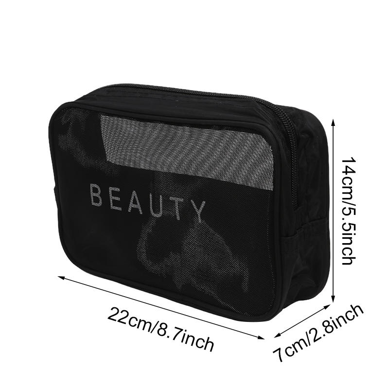 Transparent Mesh Makeup Bag Storage Case Zipper Make Up Bags 3 Size Women Travel Toiletry Wash Cosmetic Bag