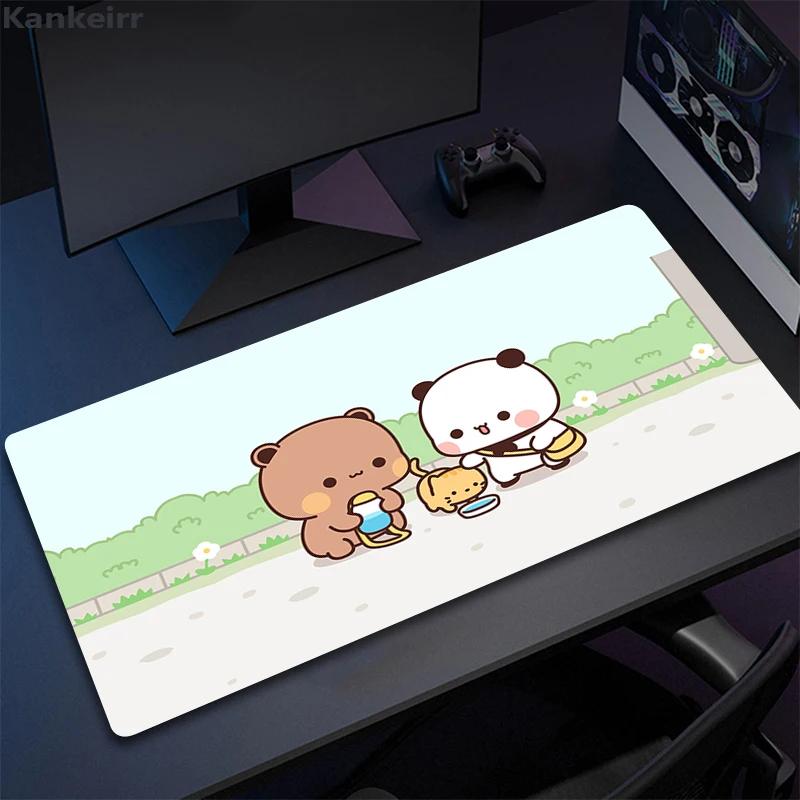 Super Cute Bear Cartoon Deskpad Office Computer Desk Mat Keyboard Big Mouse Pad Laptop Cushion Nonslip for PC Kawaii Desk Pad