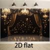 Black Gold Stage Curtain Tapestry, Chandelier Starlight Background Cloth, Party Prom Backdrop