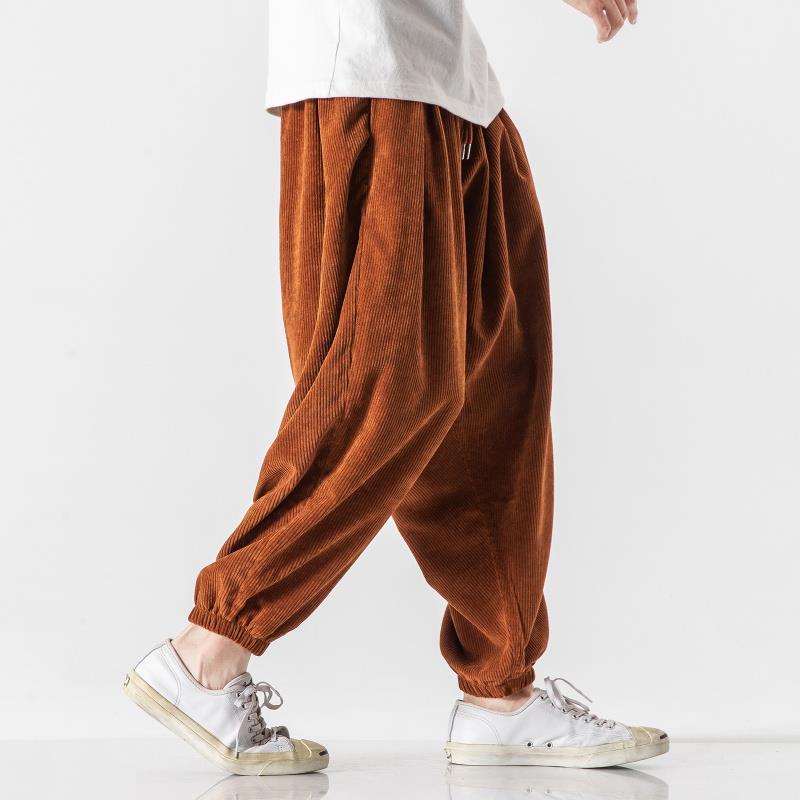 Pantaloni Casual di Velluto a Coste Stile Cinese da Uomo Pantaloni Larghi da Uomo Pantaloni Trendy di Marca da Uomo Pantaloni Bloomer a Gamba Larga