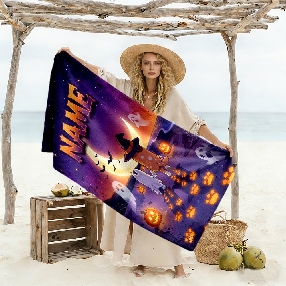 Halloween Costume Parade Personalized Text Beach Towel High Absorbency & Quick-Dry Suitable for Sports Travel Swimming Yoga Bathroom Beach And Pool