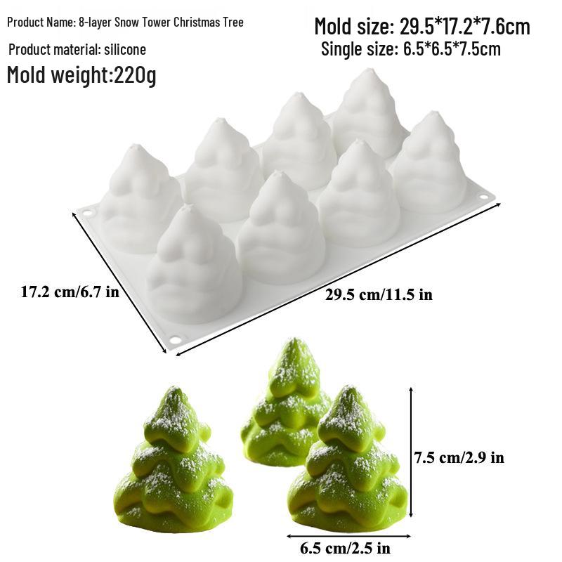 Shenhong Christmas Silicone Mold: 6-Cavity Tree & Santa Decorations for Mousse Cake and Chocolate Baking