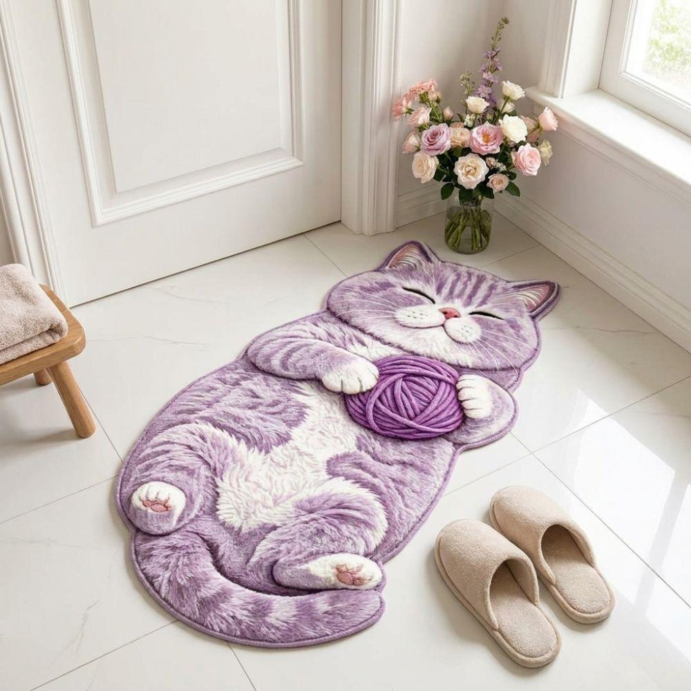 2D Home Decor Carpet Anti-fouling Cartoon Carpet Soft Cat-Shaped Area Rug  Bedrooms