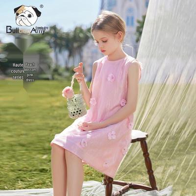 CHANZUIGOU Girls' Peach Pink Floral Sleeveless Dress