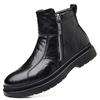 Nye Herre Svarte Chelsea Støvletter Pels Varme Herre Fritid Ekte Lær Sko Designer Kjole Støvel Sideglidelås Elegant Business Fottøy