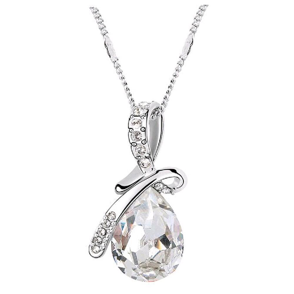 Silver Plated Angel Tear Necklace Elegant Collarbone Chain for Women Fashion Jewelry Gift