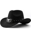 New Western Cowboy Hat Roll Brim Cowgirl Cap Cowboy Jazz Fedora Hats Felt Cap With Cow Band For Women Men