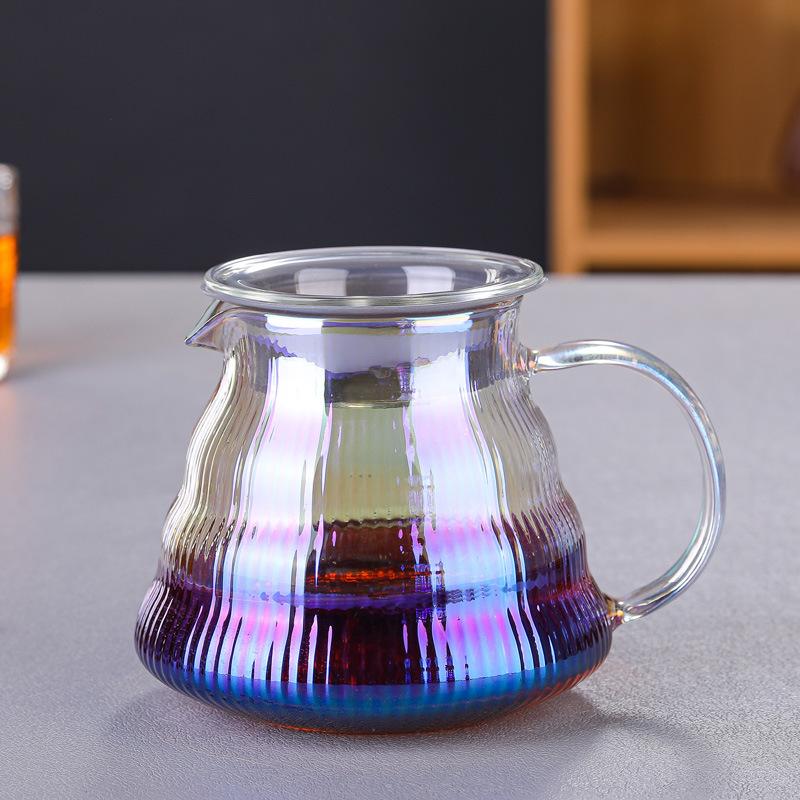 

Colorful Pour Over Coffee Set Dripper Coffee Server Filter Glass Funnel Drip Coffee Maker Brewing Cup with Wooden Holde