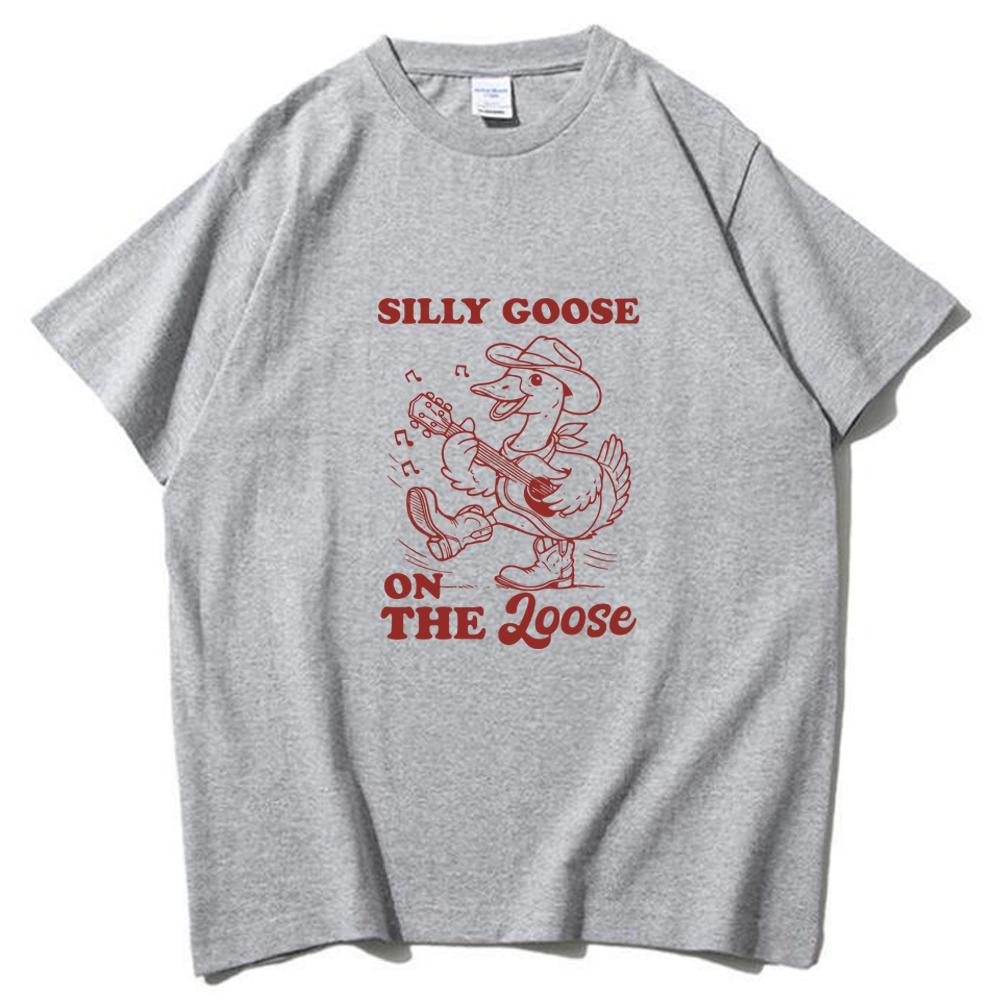 Silly Goose on The Loose Women and Man Oversized T-shirt Summer O-neck Funny T-shirt Casual Printing