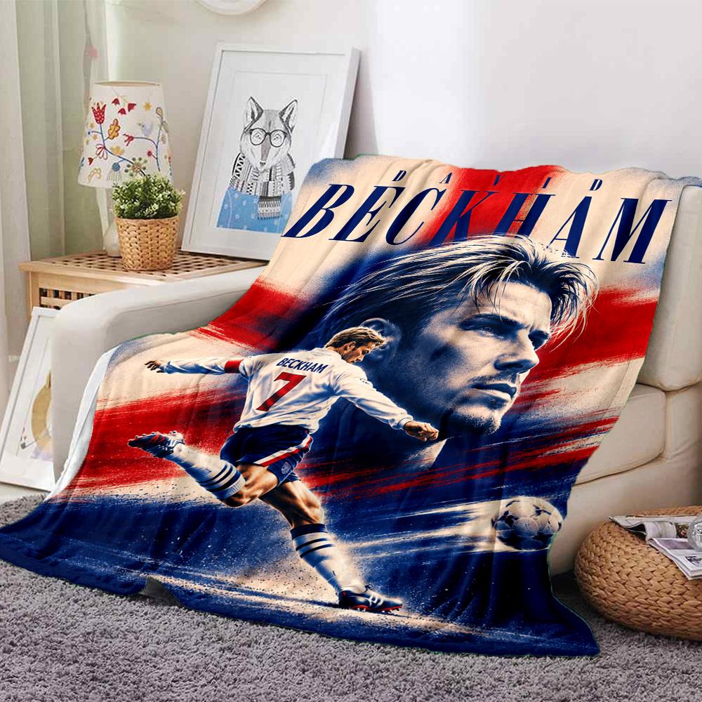 David Beckham England Football Star Print Fleece Blanket Soft Cozy Throw Blanket for Sofa Couch Bed Soccer Fan Home Decor