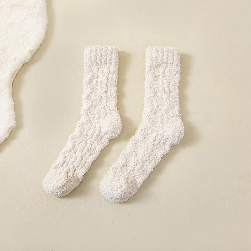 Women In Autumn and Winter with Velvet and Thick Warm Home Floor Indoor Sleeping Tube Socks