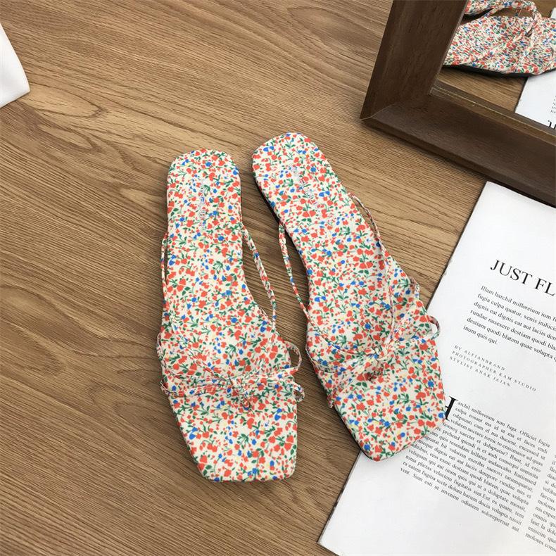 Spring 2025 new flat-bottomed cool slippers square-headed fairy style with skirt strap cover toe silver sandals women's shoes