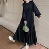 Long Sleeve Plus Fleece Thicken Dress Large Size Loose Lazy Wind Thermal Round Neck Long Solid Youth Comfortable Mermaid Dresses