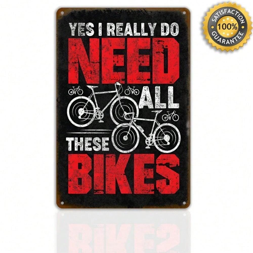 Humorous Cycling "All These Bikes" Metal Plaque, 2D Vintage Acrylic Decor, Garage Man Cave Art Accent for Bike Lovers