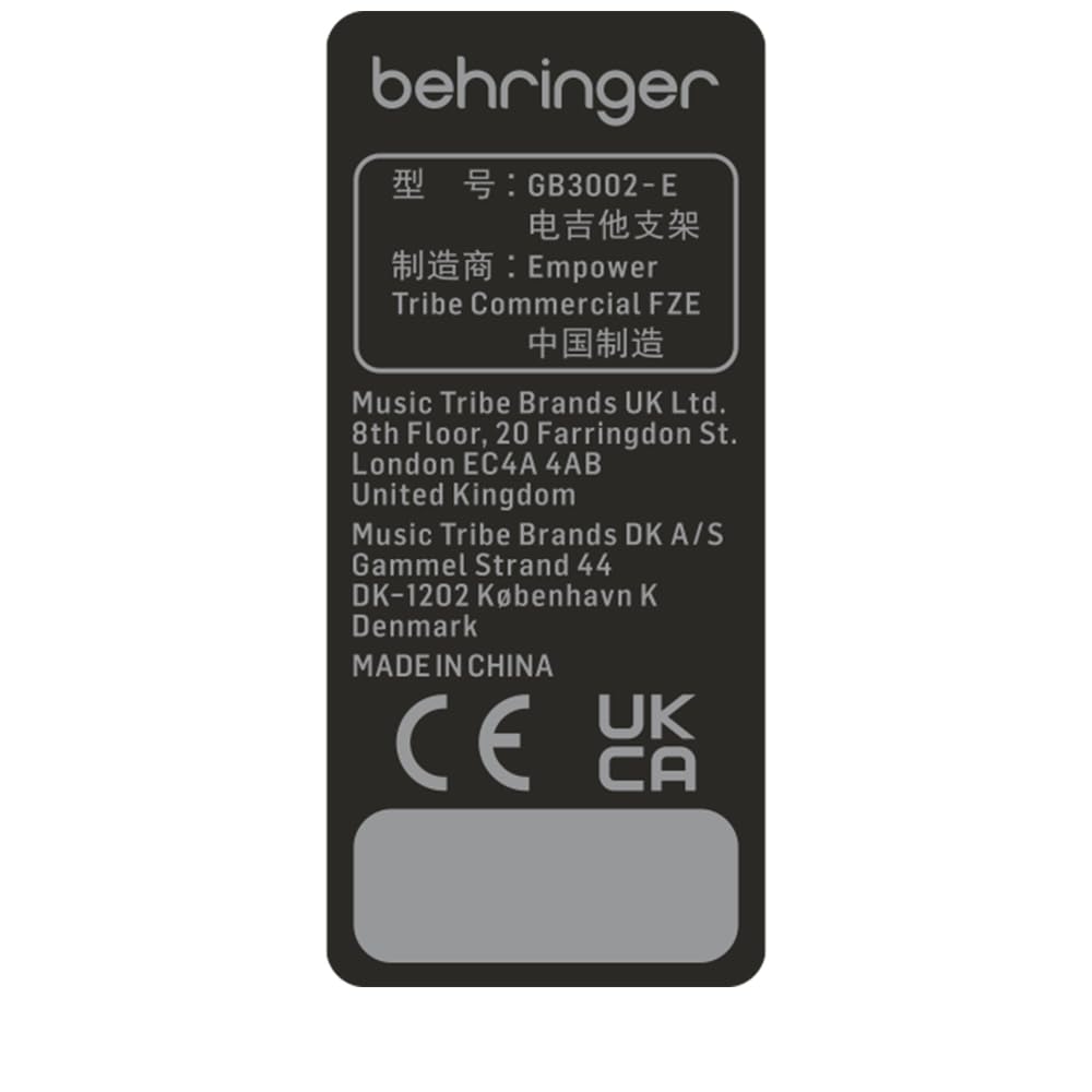 Behringer Kytarový stojan pro elektrickou kytaru Robustní design ČERNÁ, lehký, skládací, GB3002-E