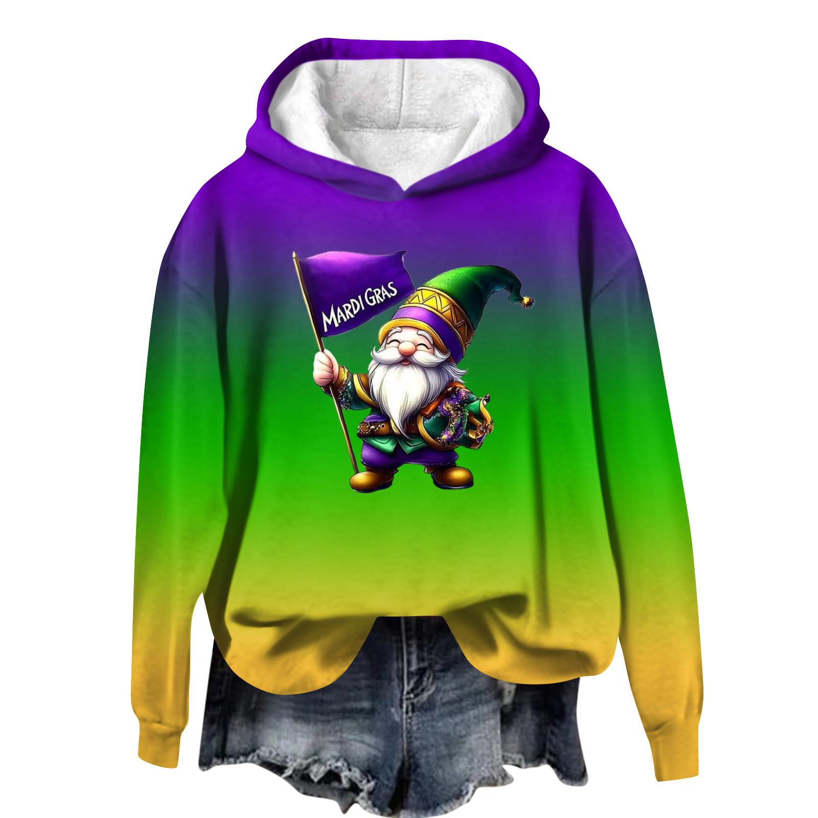 

Жіночий модний повсякденний топ з довгим рукавом з карнавальним принтом XL фіолетовий