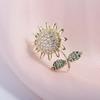 Trendy Shiny Rhinestone Sunflower Brooches Anti-Light Buckle Brooch Small Pin