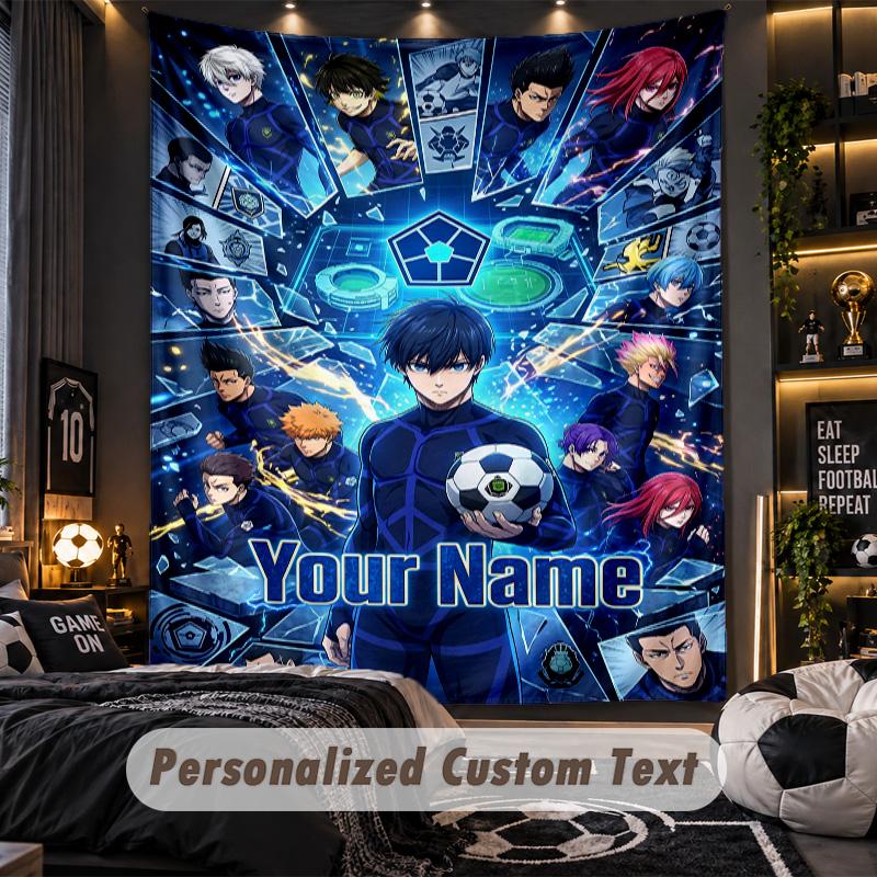Personalized Wall Tapestry,Blue Lock Custom Printed Name, Fabric Wall Art For Indoor Room Backdrop