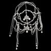Exquisite Crystal Bridal Headwear Princess Forehead Chain with Pendant Beaded Fringe Bohemian Wedding Headpiece for Women