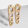 Alloy Geometric Fashionable Stud Earrings For Women With Sparkling Chain Style