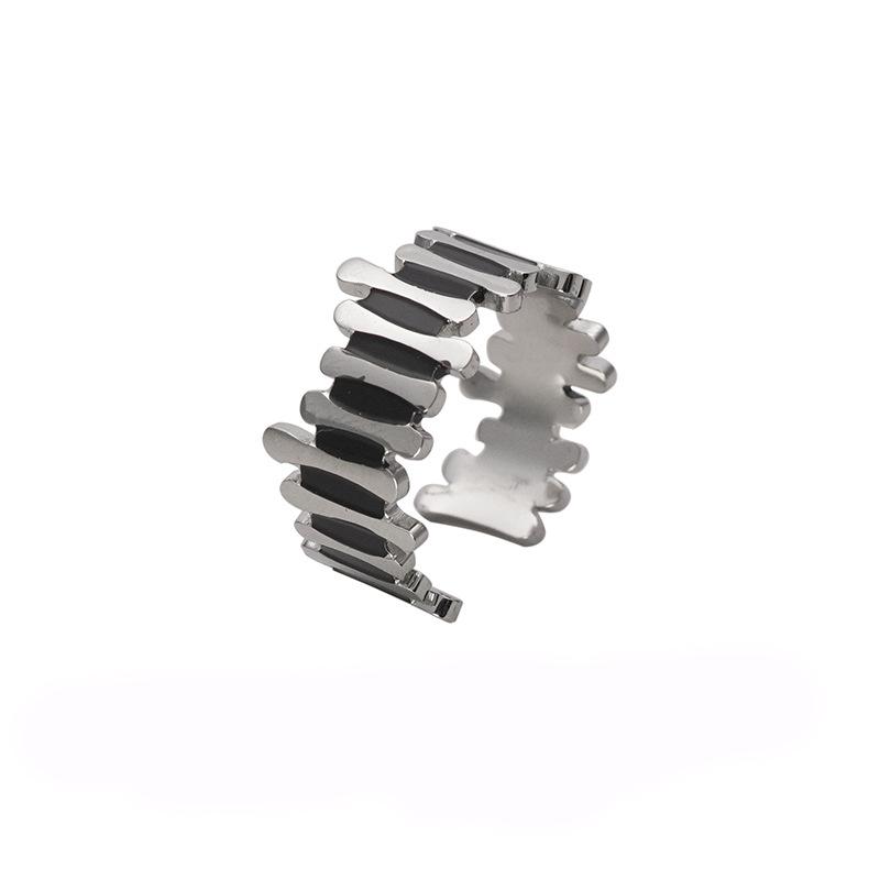 

Titanium steel personalized retro fence irregular striped ring opening adjustable ring men and women couple tide jewelry women opening adjustable