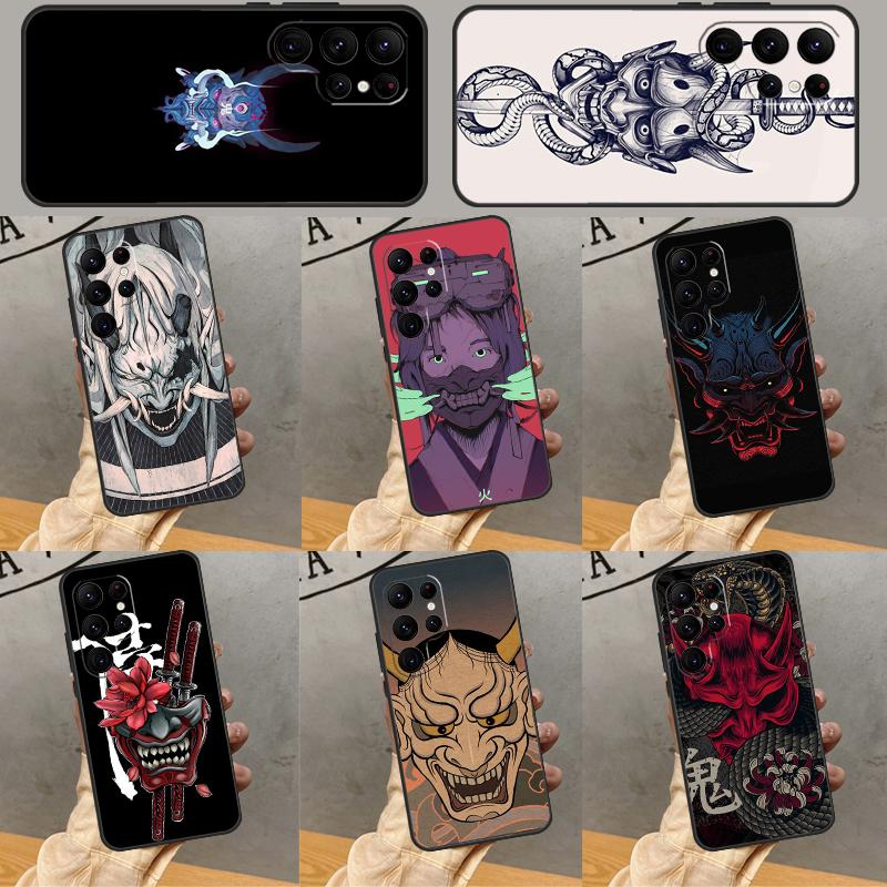 Samurai Oni Mask Phone Case For Samsung Galaxy S25 Ultra S24 S23 S22 Ultra S9 S10 S20 Plus S21 FE Funda Cover