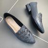 Embroidered Breathable Chunky Heel Flats - Plus Size Women's Fashion Shoes