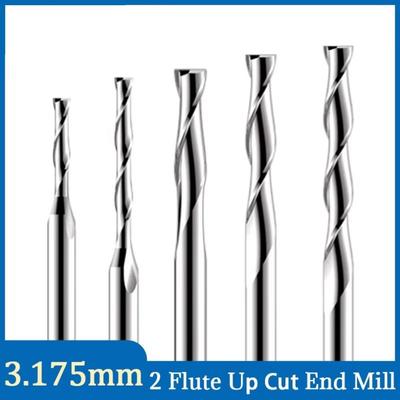 2 Flute Wood End Mill 1/8"(3.175mm) Shank Up Cut Carbide Spiral Cutters HRC45 2.0-3.175mm CNC Router Bit CNC Machining