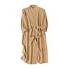 Women's Plus Size Quick-Dry Black Waffle Bathrobe with Three-Quarter Sleeves - Summer Thin