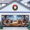 Easter and Christmas Carport Banner, Durable Polyester, Decorated with Patterns of Jesus' Birth, Angels and Sheep