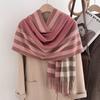 Autumn and Winter Scarf Women's 1116 New Korean Version of Simple Imitation Cashmere Plaid Warm Shawl Fashionable Versatile Fringed Scarf