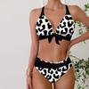 Women's Swimwear Bikini 2 Piece Swimsuit Backless Halter Beach Wear Black Leopard Print Print Bathing Suits Hanging Neck Swimsuit