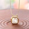 Huitan Elegant Women Pendant Necklace Dainty Fancy Wedding Engagement Luxury Accessories Inlaid Shiny CZ Gold Color Jewelry